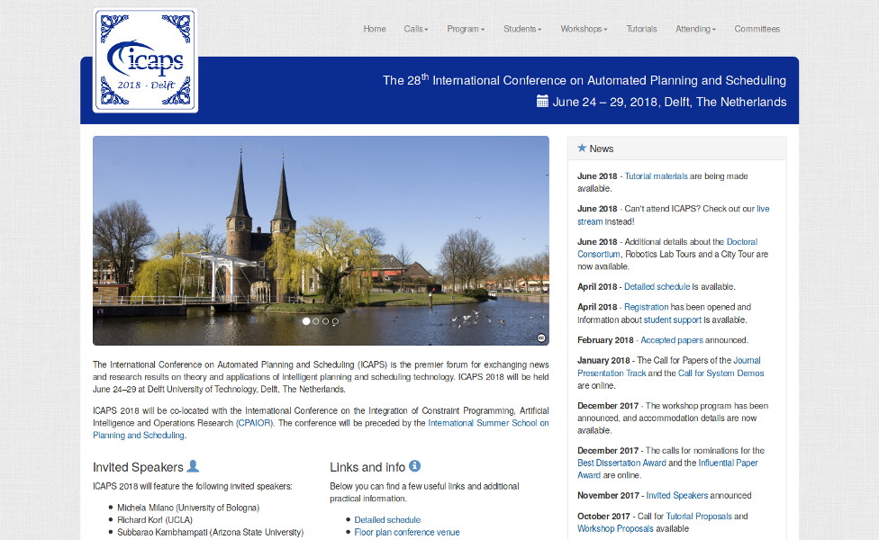 Website of ICAPS 18