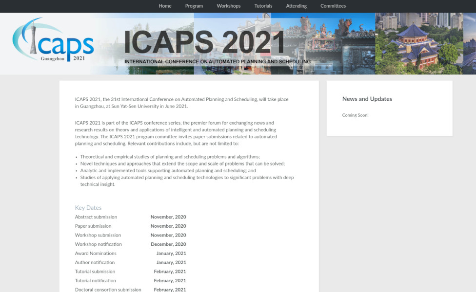 Website of ICAPS 2021