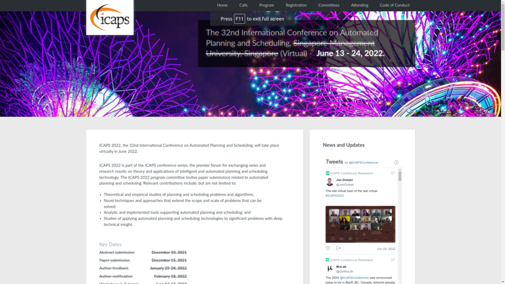 ICAPS 2022 website